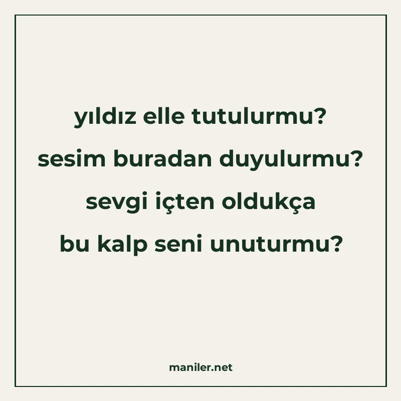 yıldız elle tutulurmu? sesim buradan duyulurmu? sevgi içten manisi görseli