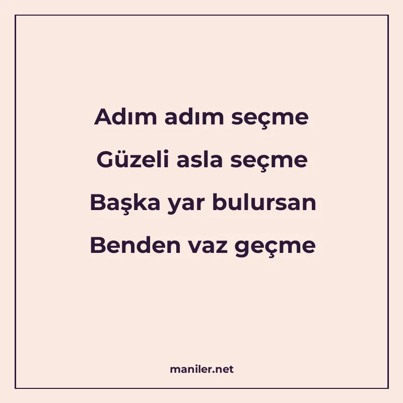 Adım adım seçme Güzeli asla seçme Başka yar bulursan Benden manisi görseli
