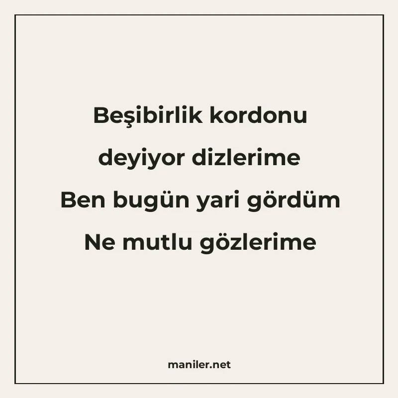 Beşibirlik kordonu deyiyor dizlerime Ben bugün yari gördüm N manisi görseli
