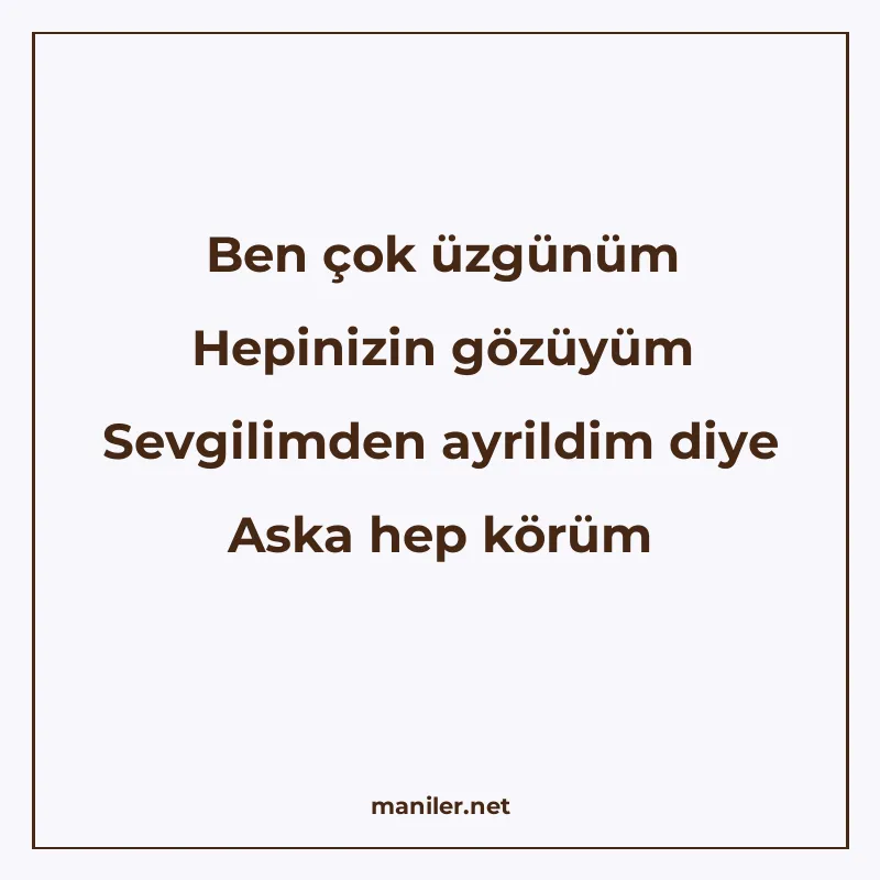 Ben çok üzgünüm Hepinizin gözüyüm Sevgilimden ayrildim diye manisi görseli