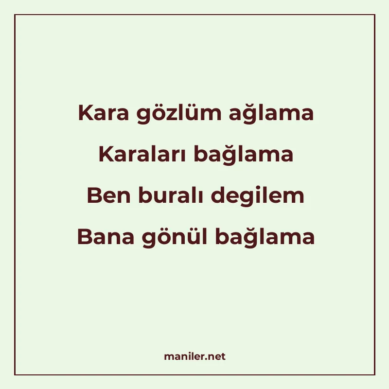 Kara gözlüm ağlama Karaları bağlama Ben buralı degilem Bana manisi görseli