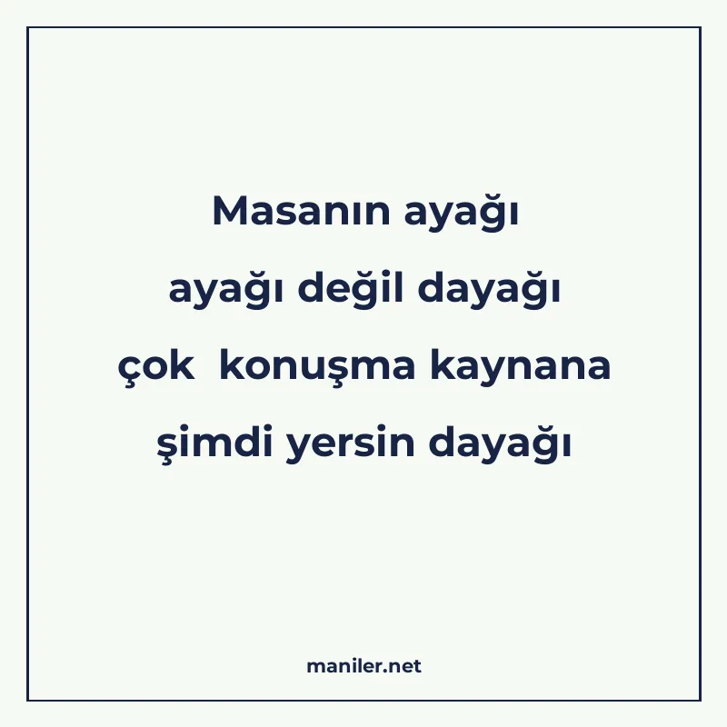 Masanın ayağı ayağı değil dayağı çok konuşma kaynana şimdi y manisi görseli
