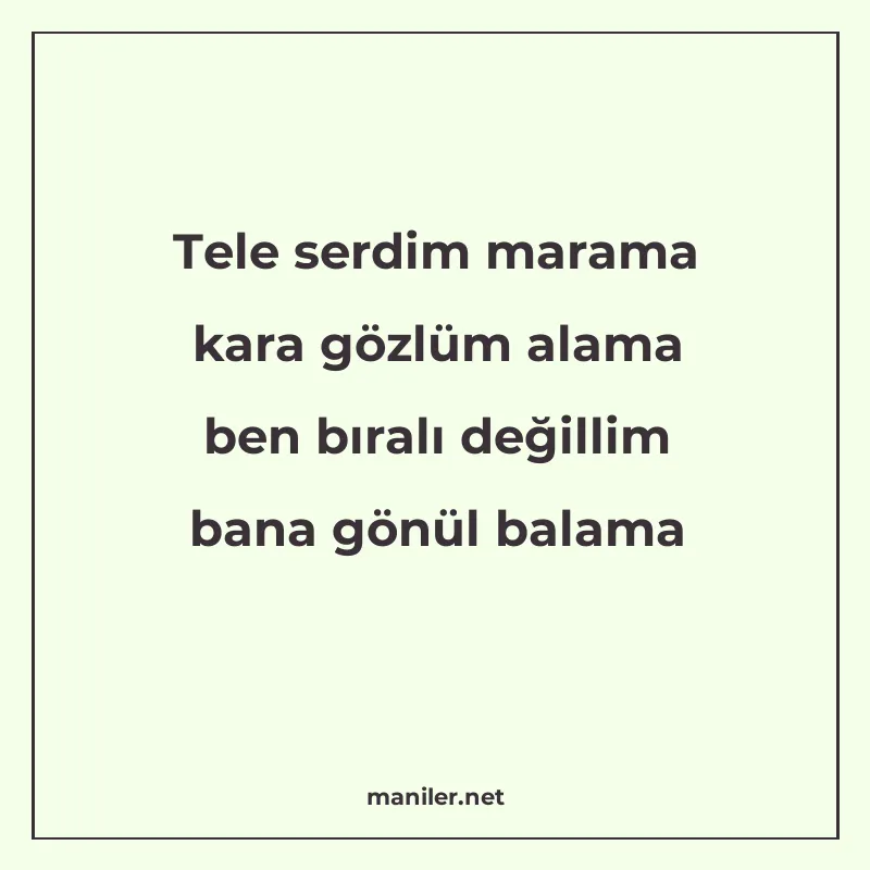 Tele serdim marama kara gözlüm alama ben bıralı değillim ban manisi görseli