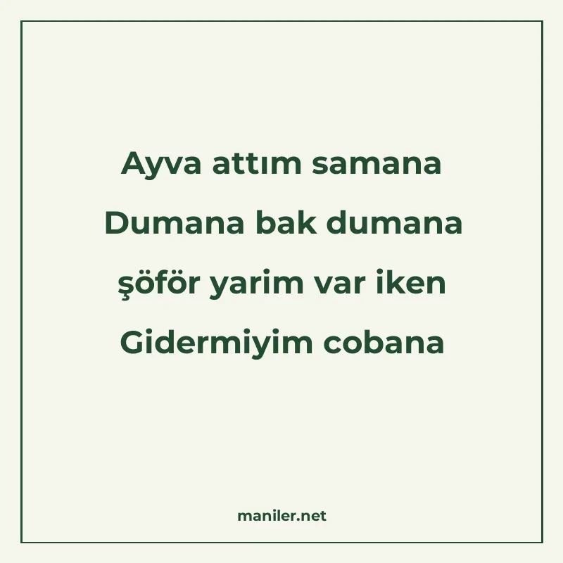Ayva attım samana Dumana bak dumana şöför yarim var iken Gid manisi görseli