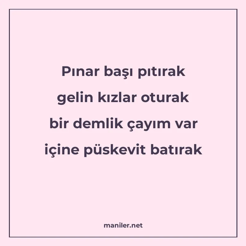 Pınar başı pıtırak gelin kızlar oturak bir demlik çayım var manisi görseli