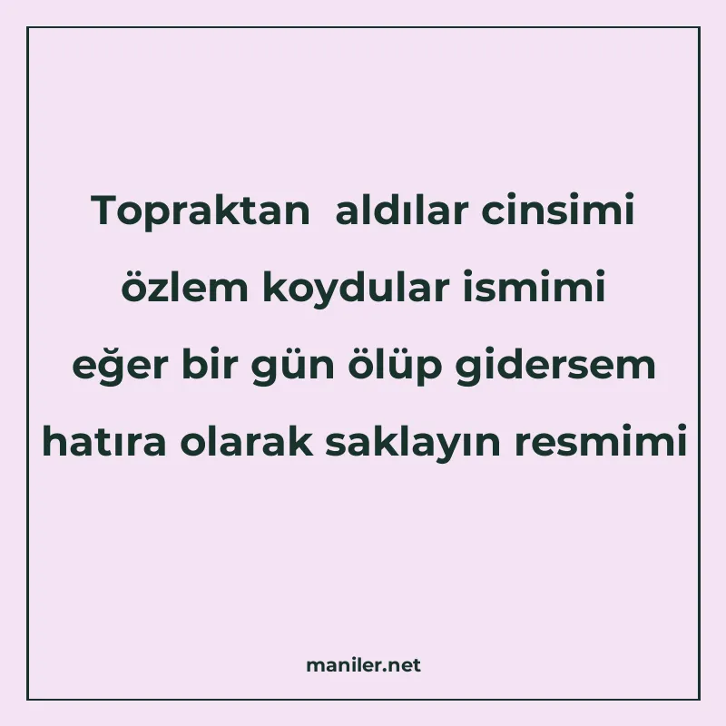 Topraktan aldılar cinsimi özlem koydular ismimi eğer bir gün manisi görseli