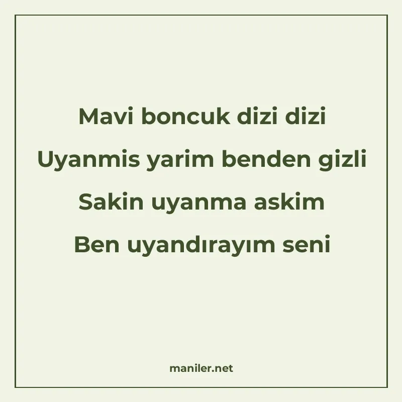 Mavi boncuk dizi dizi Uyanmis yarim benden gizli Sakin uyanm manisi görseli