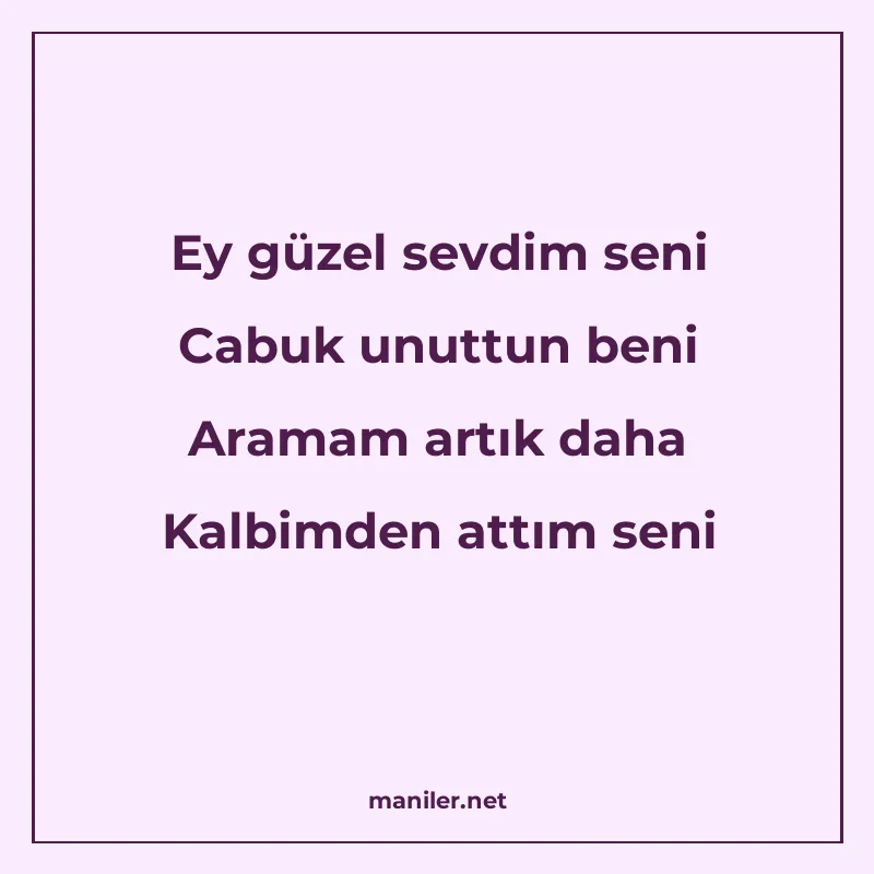 Ey güzel sevdim seni Cabuk unuttun beni Aramam artık daha Ka manisi görseli