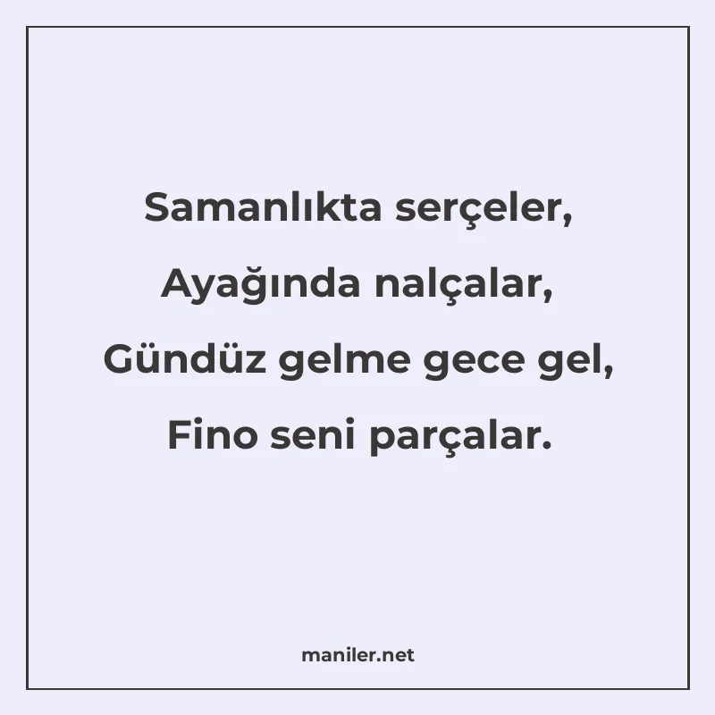 Samanlıkta serçeler, Ayağında nalçalar, Gündüz gelme gece ge manisi görseli