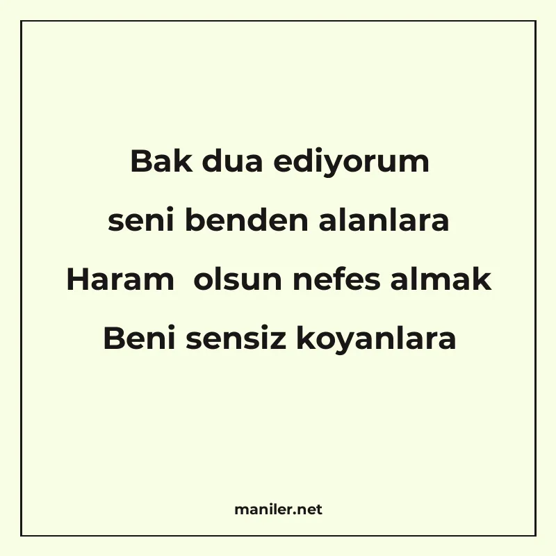 Bak dua ediyorum seni benden alanlara Haram olsun nefes alma manisi görseli