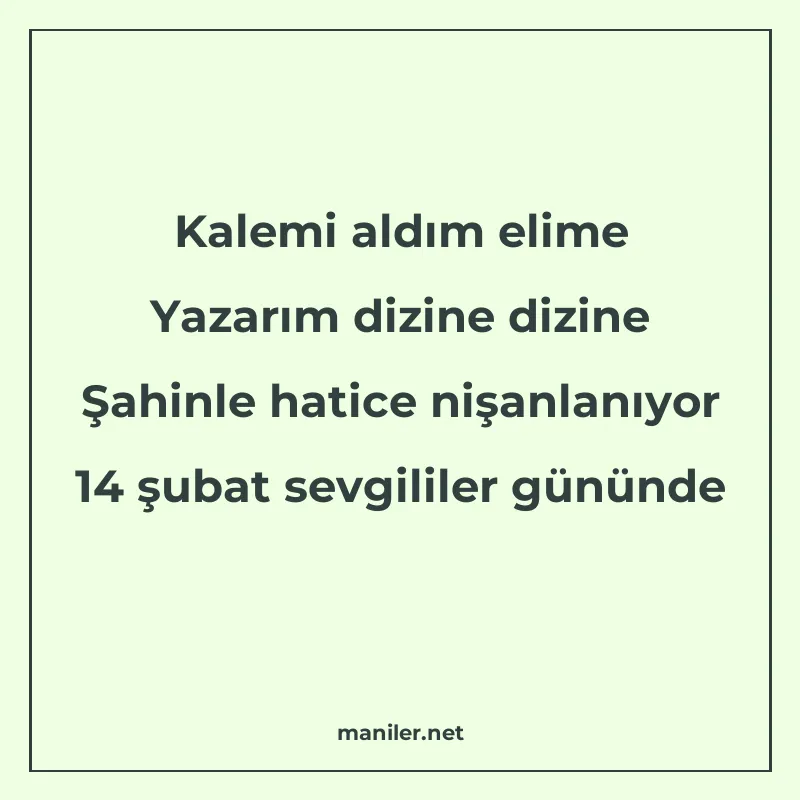 Kalemi aldım elime Yazarım dizine dizine Şahinle hatice nişa manisi görseli