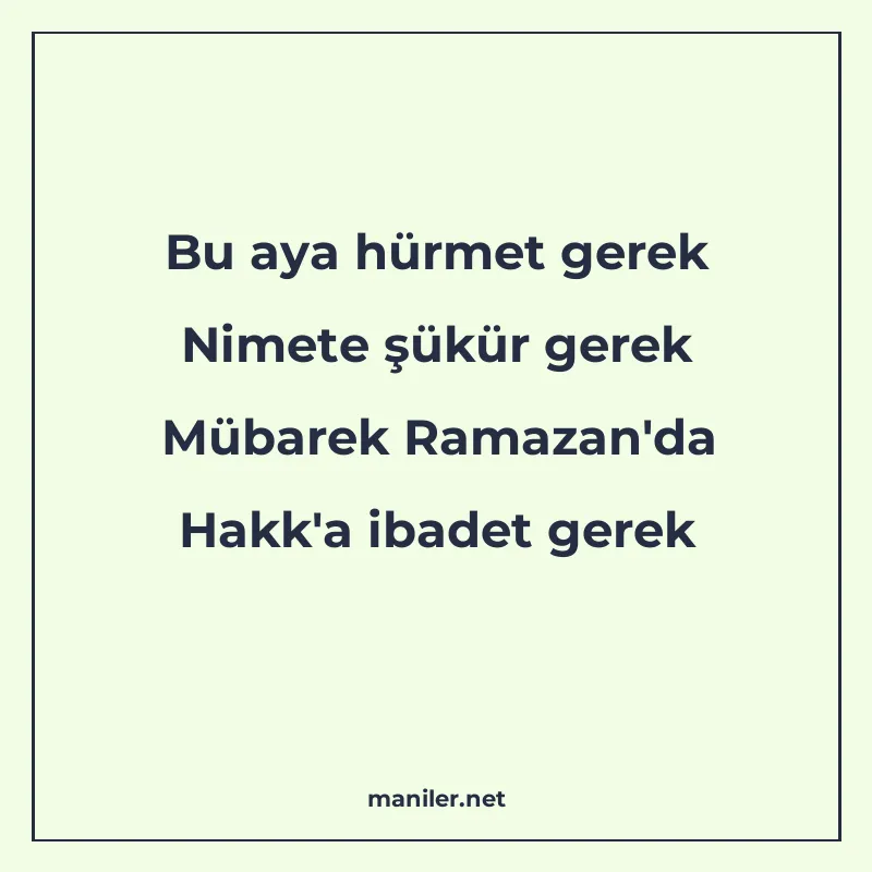 Bu aya hürmet gerek Nimete şükür gerek Mübarek Ramazan&apos manisi görseli