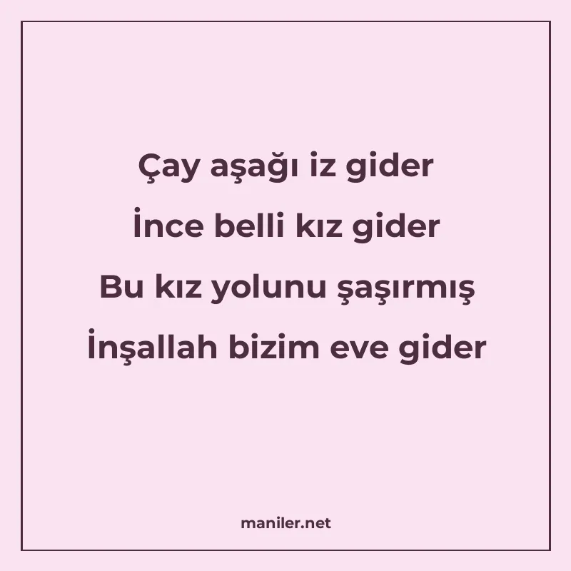 Çay aşağı iz gider İnce belli kız gider Bu kız yolunu şaşırm manisi görseli