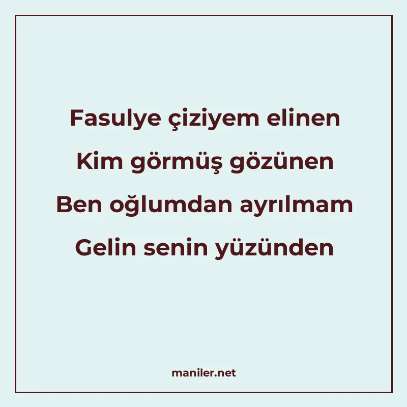 Fasulye çiziyem elinen Kim görmüş gözünen Ben oğlumdan ayrıl manisi görseli