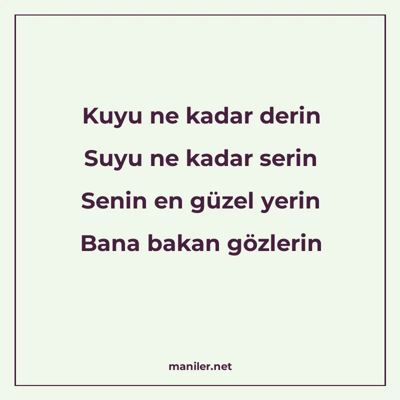 Kuyu ne kadar derin Suyu ne kadar serin Senin en güzel yerin manisi görseli