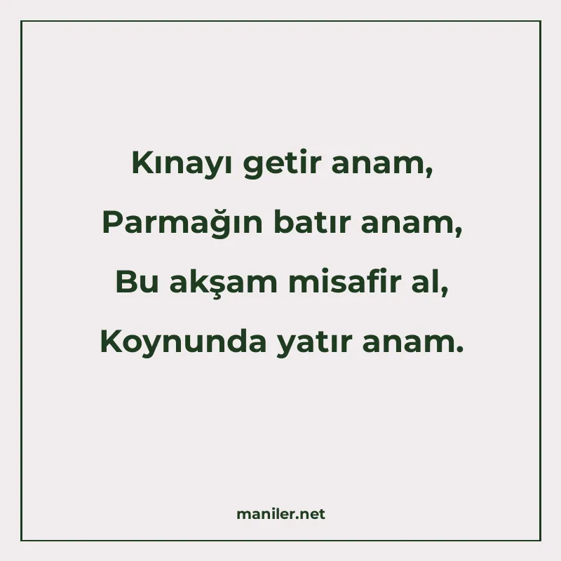 Kınayı getir anam, Parmağın batır anam, Bu akşam misafir al manisi görseli