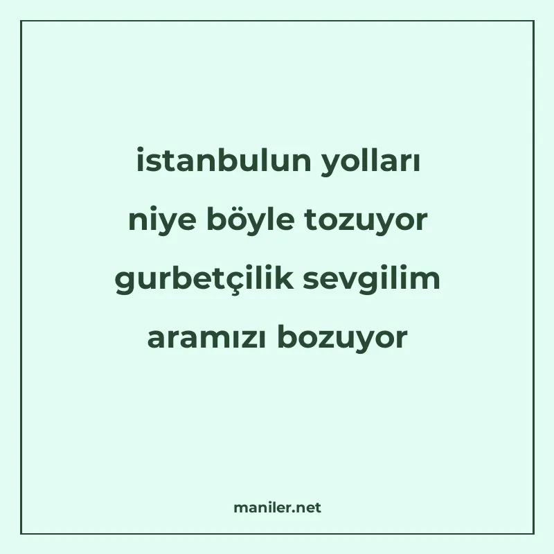 istanbulun yolları niye böyle tozuyor gurbetçilik sevgilim a manisi görseli
