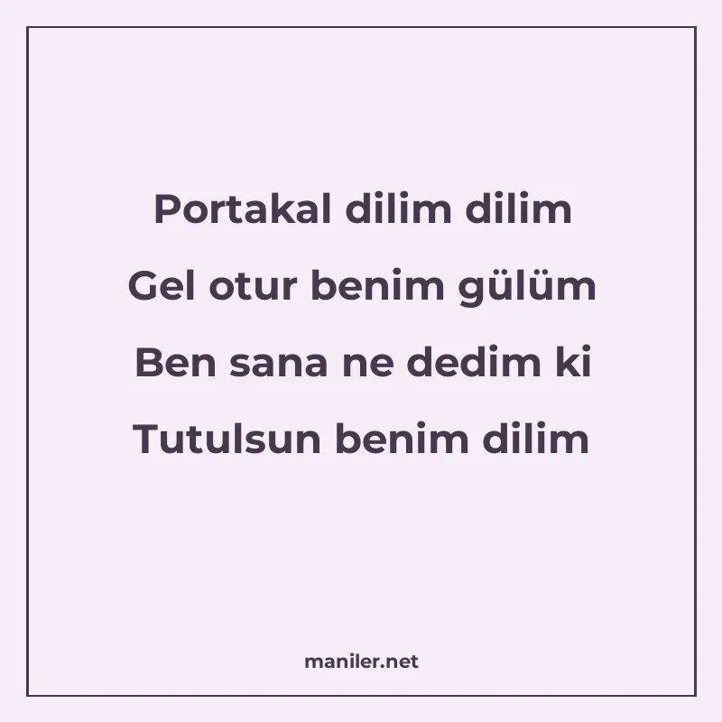 Portakal dilim dilim Gel otur benim gülüm Ben sana ne dedim manisi görseli