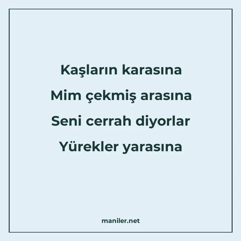 Kaşların karasına Mim çekmiş arasına Seni cerrah diyorlar Yü manisi görseli