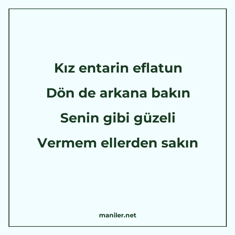 Kız entarin eflatun Dön de arkana bakın Senin gibi güzeli Ve manisi görseli