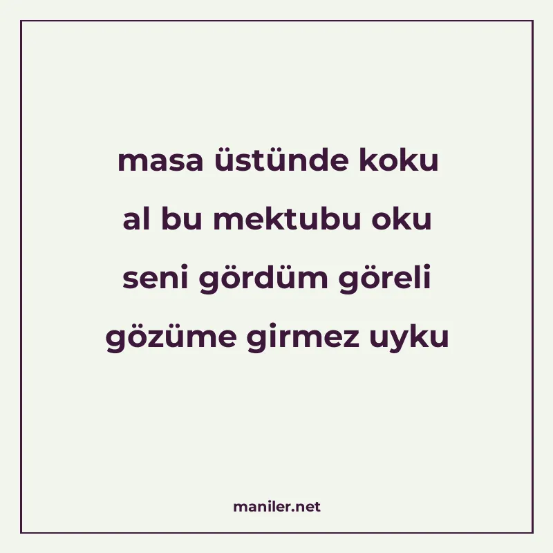 masa üstünde koku al bu mektubu oku seni gördüm göreli gözüm manisi görseli