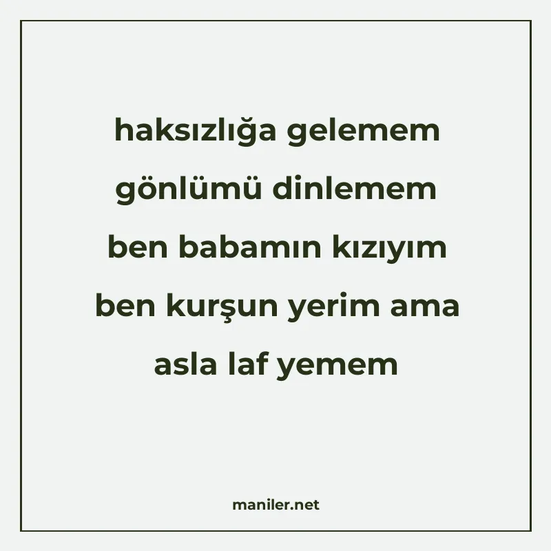 haksızlığa gelemem gönlümü dinlemem ben babamın kızıyım ben manisi görseli