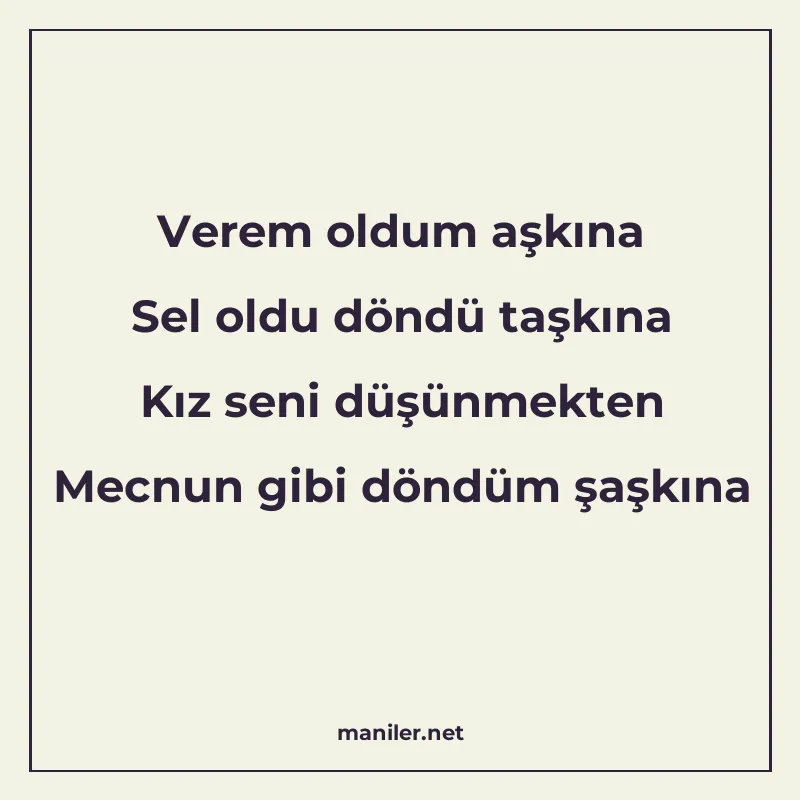 Verem oldum aşkına Sel oldu döndü taşkına Kız seni düşünmekt manisi görseli