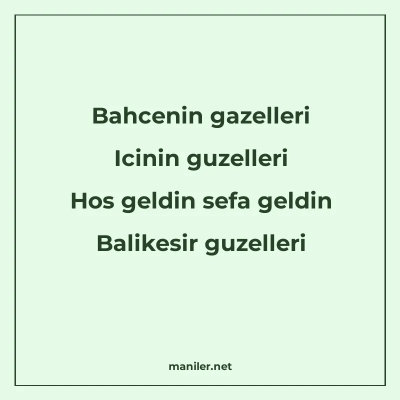 Bahcenin gazelleri Icinin guzelleri Hos geldin sefa geldin B manisi görseli