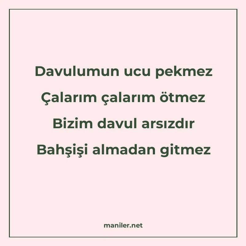 Davulumun ucu pekmez Çalarım çalarım ötmez Bizim davul arsız manisi görseli