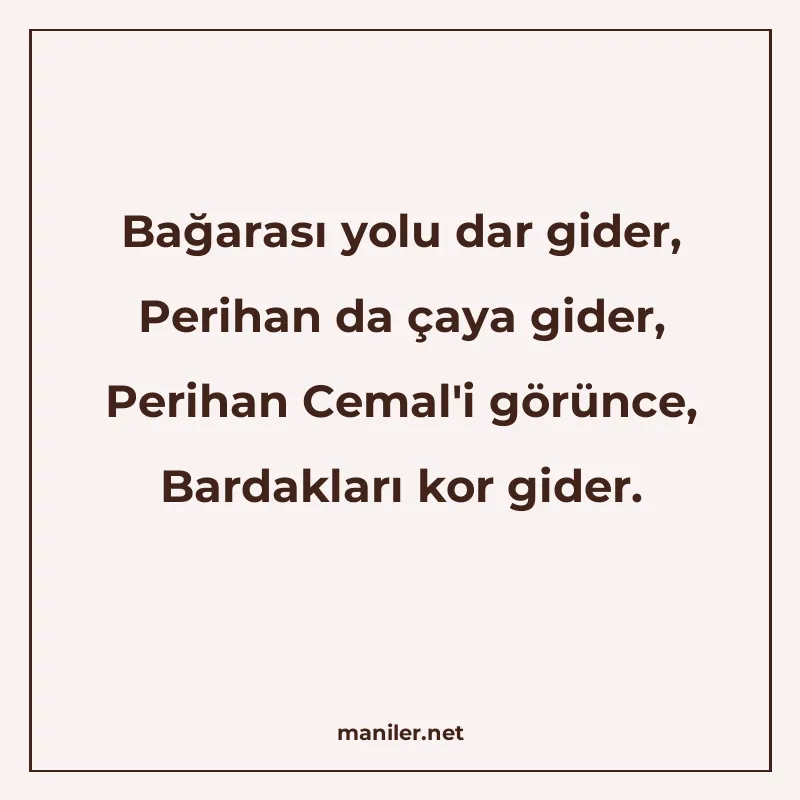 Bağarası yolu dar gider, Perihan da çaya gider, Perihan Cema manisi görseli