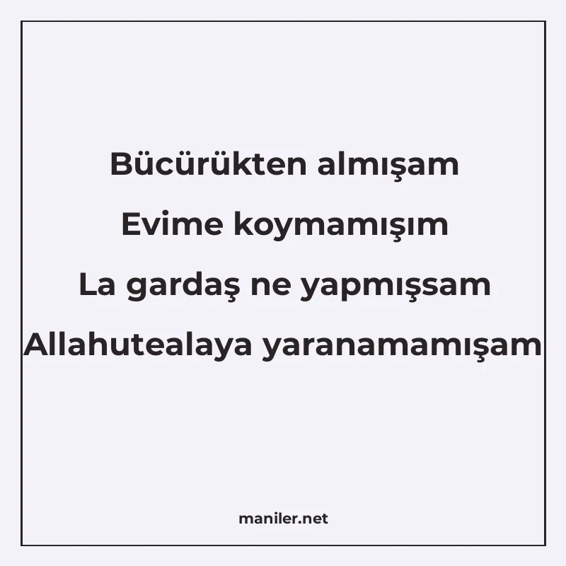 Bücürükten almışam Evime koymamışım La gardaş ne yapmışsam A manisi görseli