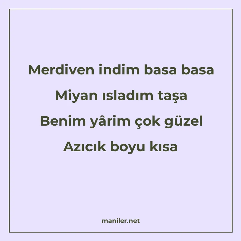 Merdiven indim basa basa Miyan ısladım taşa Benim yârim çok manisi görseli