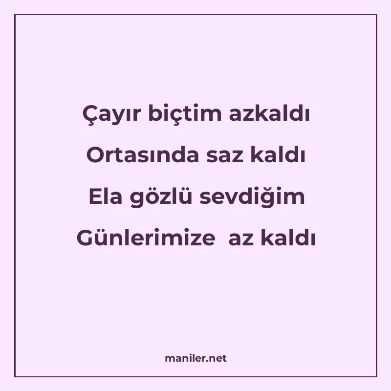 Çayır biçtim azkaldı Ortasında saz kaldı Ela gözlü sevdiğim manisi görseli