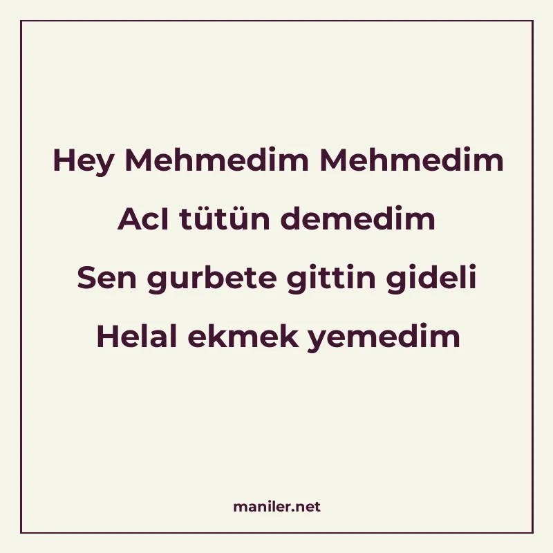 Hey Mehmedim Mehmedim AcI tütün demedim Sen gurbete gittin g manisi görseli
