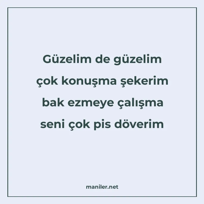 Güzelim de güzelim çok konuşma şekerim bak ezmeye çalışma se manisi görseli