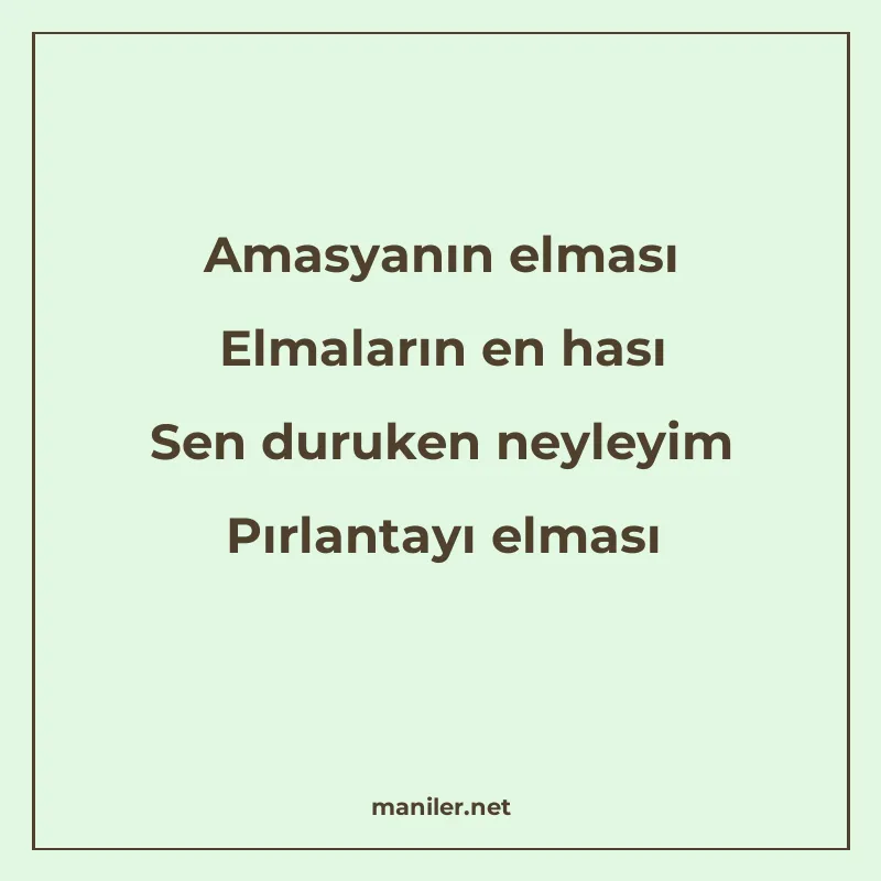 Amasyanın elması Elmaların en hası Sen duruken neyleyim Pırl manisi görseli