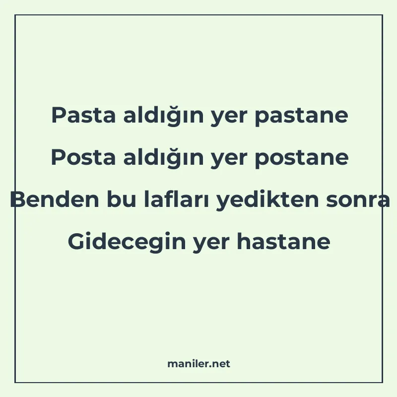 Pasta aldığın yer pastane Posta aldığın yer postane Benden b manisi görseli