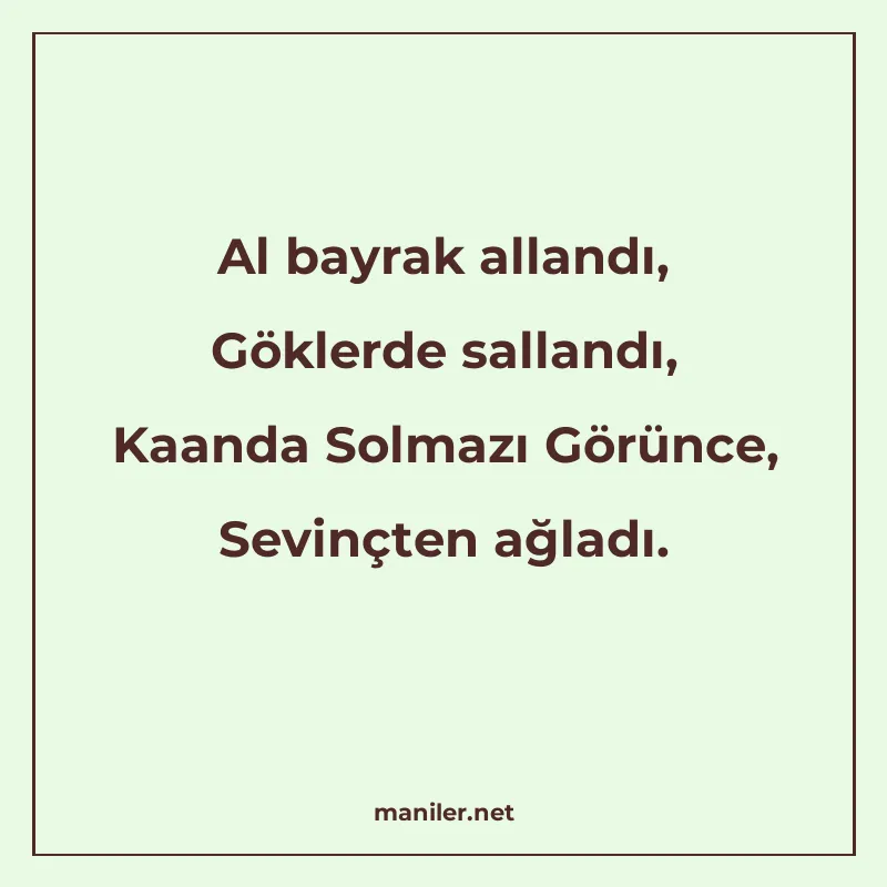 Al bayrak allandı, Göklerde sallandı, Kaanda Solmazı Görünce manisi görseli
