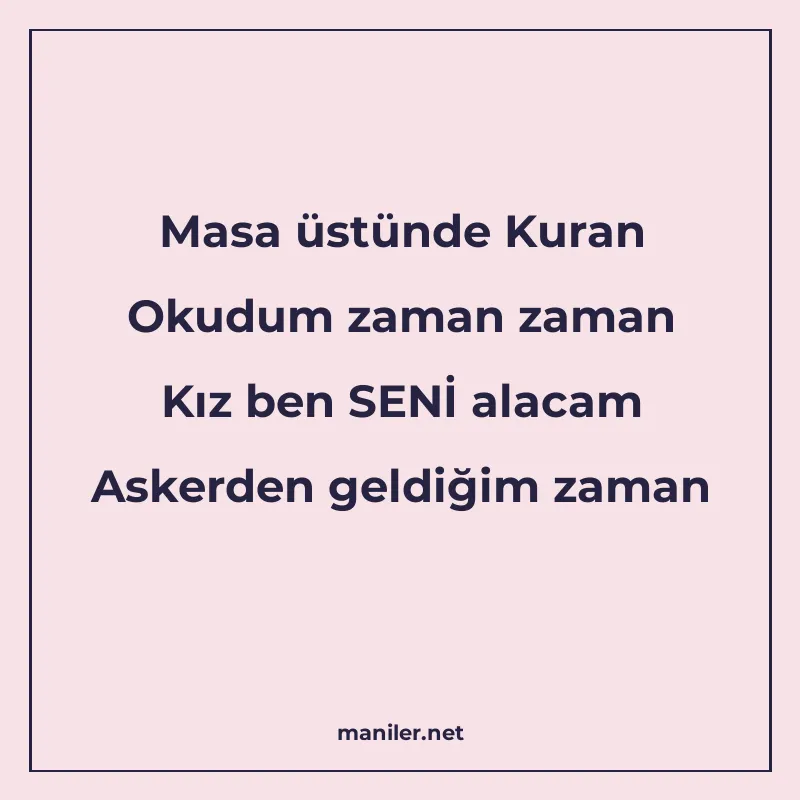 Masa üstünde Kuran Okudum zaman zaman Kız ben SENİ alacam As manisi görseli