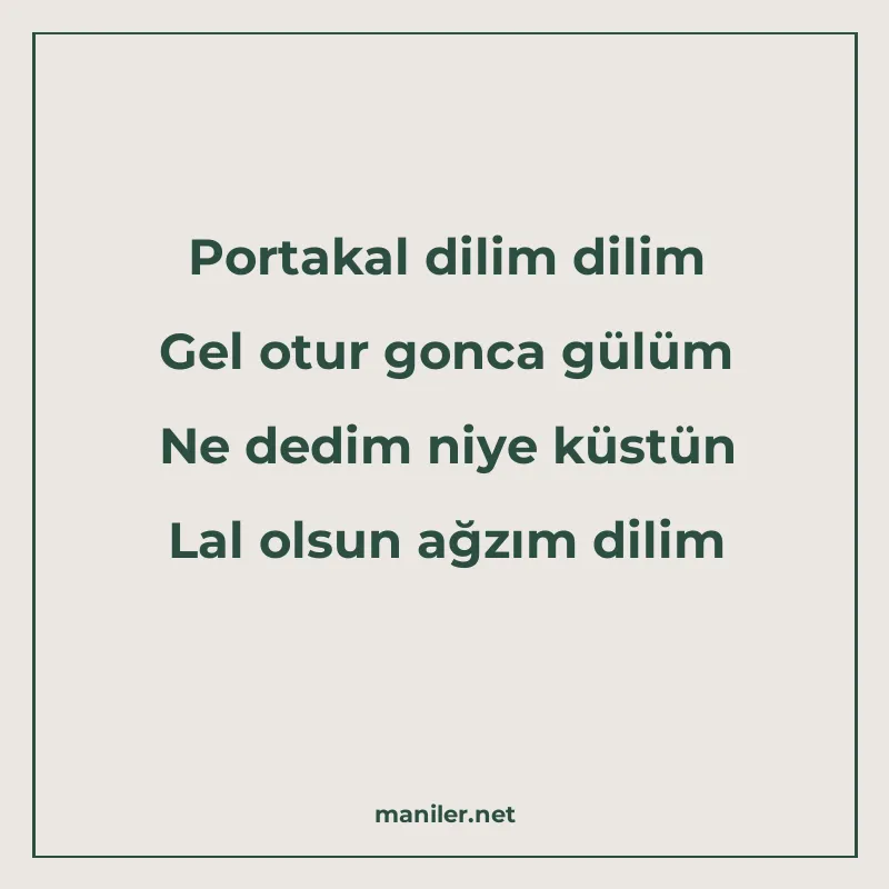 Portakal dilim dilim Gel otur gonca gülüm Ne dedim niye küst manisi görseli