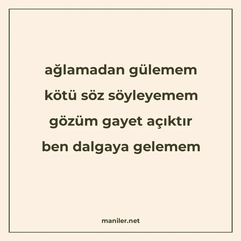 ağlamadan gülemem kötü söz söyleyemem gözüm gayet açıktır be manisi görseli