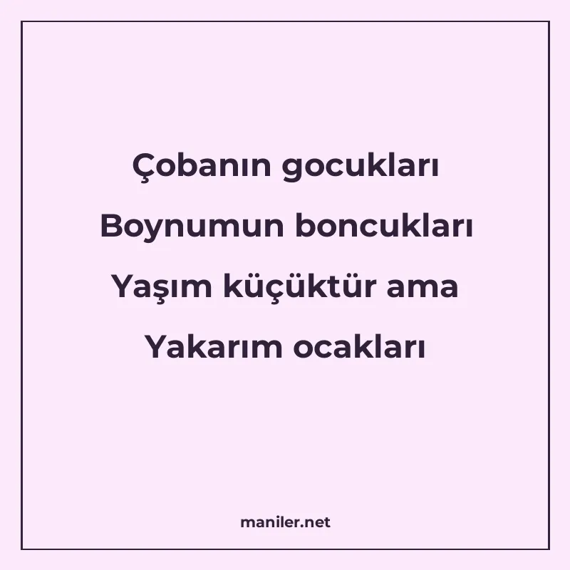 Çobanın gocukları Boynumun boncukları Yaşım küçüktür ama Yak manisi görseli