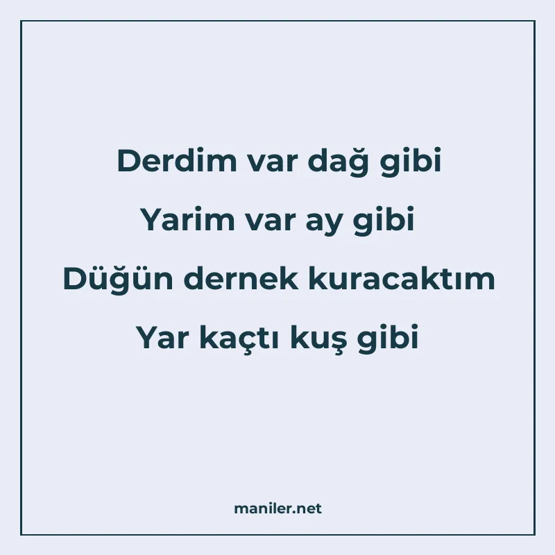 Derdim var dağ gibi Yarim var ay gibi Düğün dernek kuracaktı manisi görseli