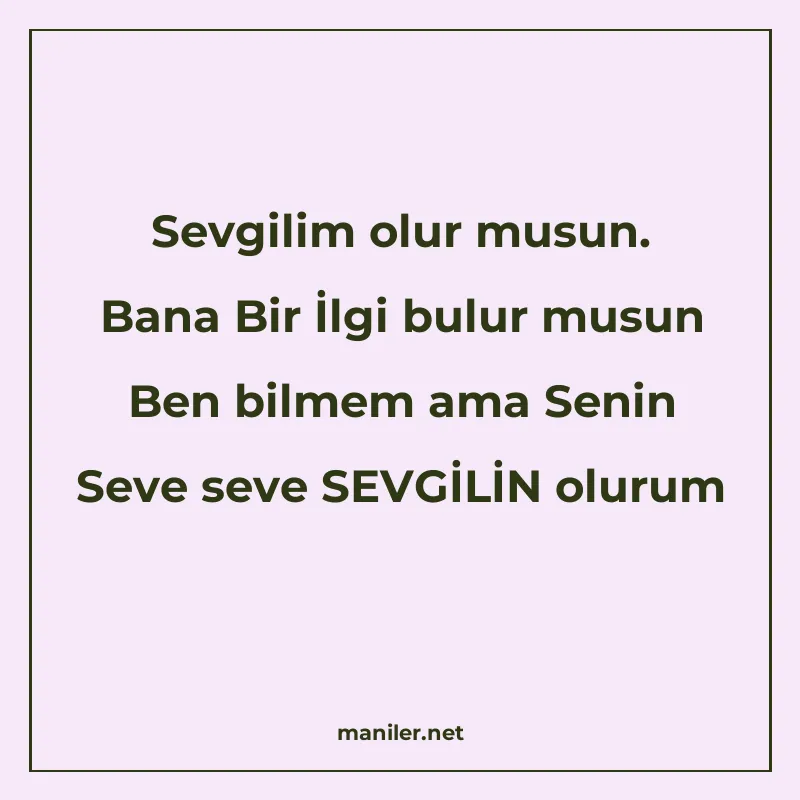 Sevgilim olur musun. Bana Bir İlgi bulur musun Ben bilmem am manisi görseli