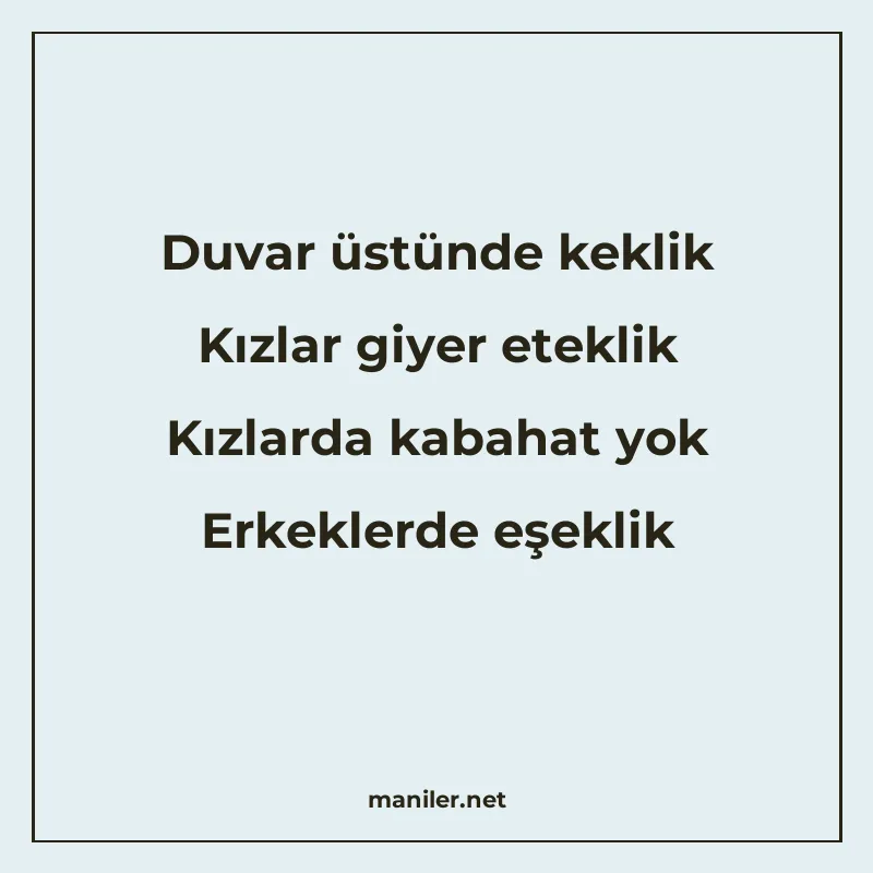 Duvar üstünde keklik Kızlar giyer eteklik Kızlarda kabahat y manisi görseli