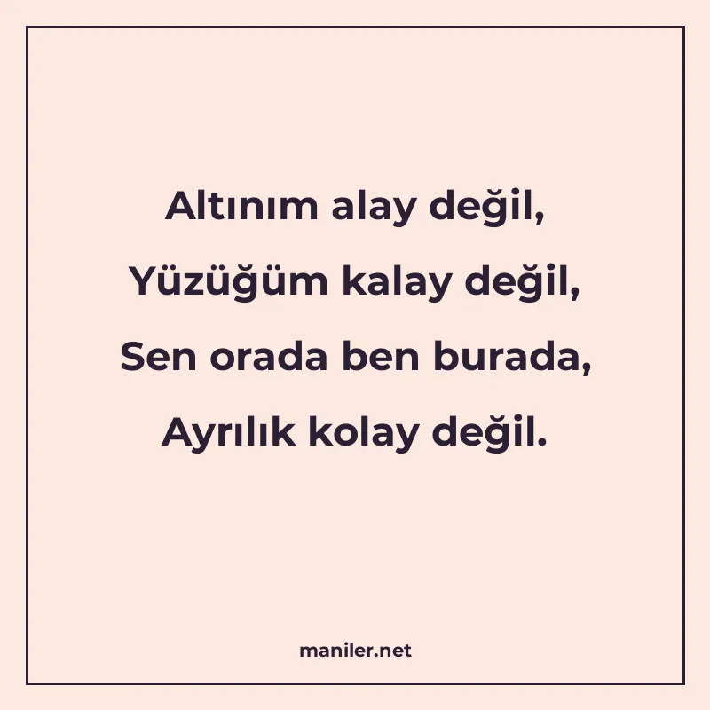 Altınım alay değil, Yüzüğüm kalay değil, Sen orada ben burad manisi görseli