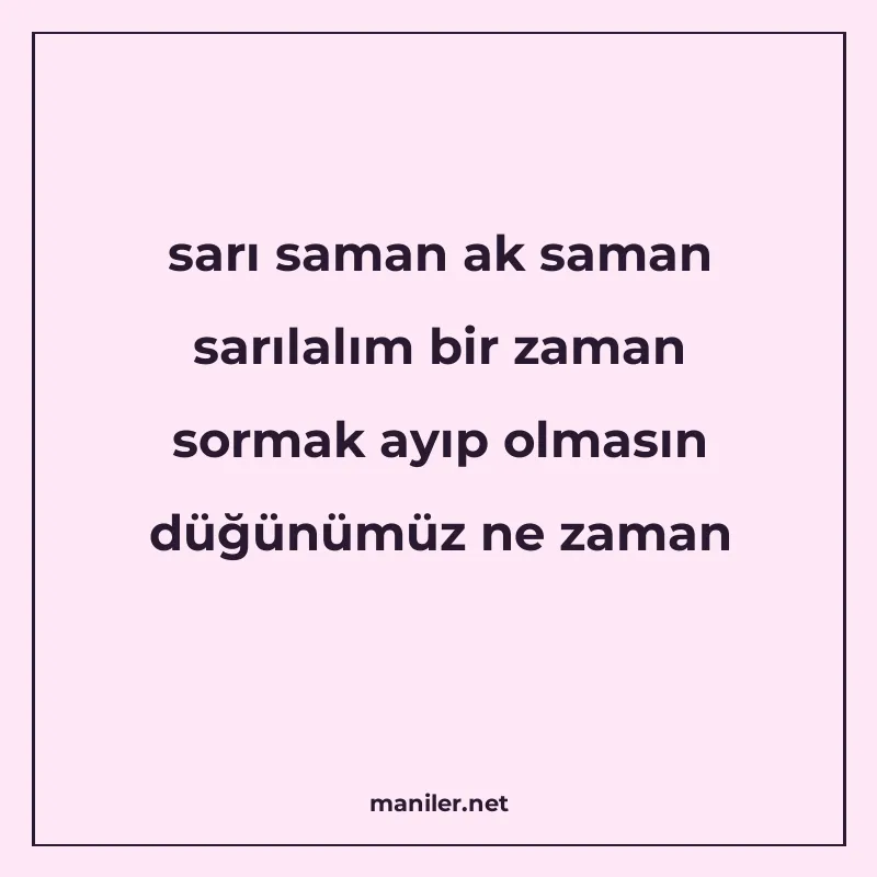 sarı saman ak saman sarılalım bir zaman sormak ayıp olmasın manisi görseli