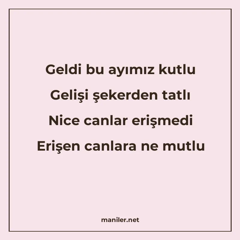 Geldi bu ayımız kutlu Gelişi şekerden tatlı Nice canlar eriş manisi görseli