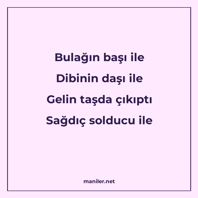 Bulağın başı ile Dibinin daşı ile Gelin taşda çıkıptı Sağdıç manisi görseli