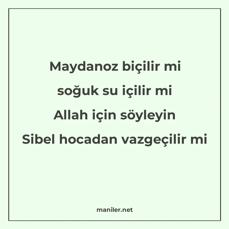 Maydanoz biçilir mi soğuk su içilir mi Allah için söyleyin S manisi görseli